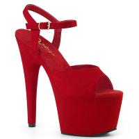 ADORE-709FS Pleaser High Heels fully wrapped platform sandal red velours