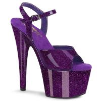 ADORE-709GP Pleaser Damen High-Heels Riemchen Plateausandaletten lila Glitter Lack