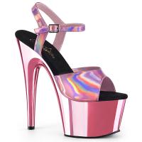 ADORE-709HGCH Pleaser High-Heels Chromplateau Sandaletten babypink Hologramm