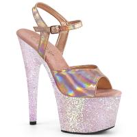 ADORE-709HGG Pleaser high heels platform ankle strap sandal rose gold hologram opal glitter