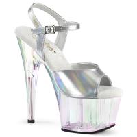 ADORE-709HT Pleaser High Heels Plateausandaletten silber holographisch getönt