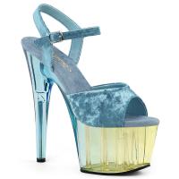 ADORE-709MCT Pleaser High Heels Platform Sandal light blue velvet dual tinted