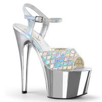 ADORE-709MMRS Pleaser High Heels Platform Sandal silver hologram chrome