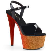 ADORE-709OMBRE Pleaser High-Heels Sandaletten schwarz Lack rosegold-rot Ombre