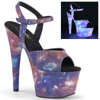 ADORE-709REFL Pleaser High-Heels Plateausandaletten lila-blau reflektierende Galaxie