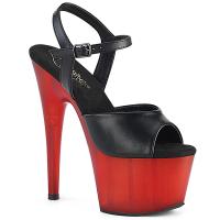 ADORE-709T Pleaser high heels platform ankle strap sandal black matte frosted red