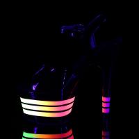ADORE-709UVLN Pleaser high heels platform ankle strap sandal black uv multicolor lines