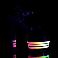 ADORE-709UVLN Pleaser high heels platform ankle strap sandal black uv multicolor lines