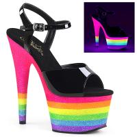 ADORE-709UVRB Pleaser high heels platform sandal neon rainbow glitter