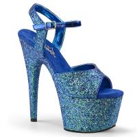 ADORE-710LG Pleaser high heels platform sandal blue holographic glitter