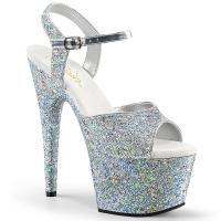 ADORE-710LG Pleaser high heels platform sandal silver holographic glitter