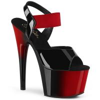 ADORE-714BR Pleaser High-Heels Elastikband Sandaletten Farbverlauf schwarz-rot