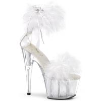 ADORE-724F vegan Pleaser close back ankle cuff sandal marabou fur clear white