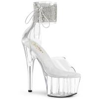 ADORE-724RS Pleaser vegan platform sandal rhinestones ankle cuff clear