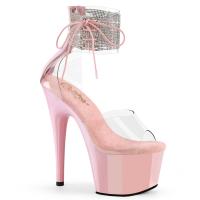 ADORE-724RS Pleaser vegan platform sandal rhinestones ankle cuff clear baby pink