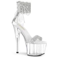 ADORE-727RS Pleaser Damen Plateau Riemchen Sandaletten Strass Manschette silber