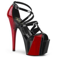 ADORE-764 Pleaser vegane two tone criss cross ankle strap sandal black red patent