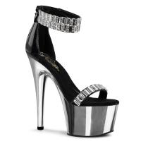 ADORE-769RS Pleaser High-Heels Sandaletten Chromplateau Strass Spiegelkacheln