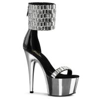 ADORE-789RS Pleaser High-Heels Sandaletten Chromplateau breites Strassband