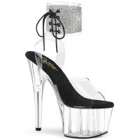 ADORE-791-2RS Pleaser vegane Plateausandaletten Strass Mannschette klar schwarz