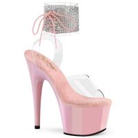 ADORE-791-2RS Pleaser Damen Plateausandaletten Strass Mannschette klar babypink