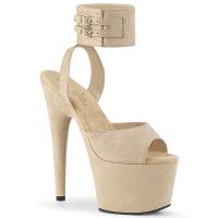 ADORE-791FS Pleaser high heels platform ankle strap sandal dual buckle straps beige suede