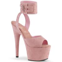 ADORE-791FS Pleaser high heels platform ankle strap sandal dual buckle straps baby pink suede
