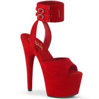 ADORE-791FS Pleaser high heels platform ankle strap sandal dual buckle straps red suede
