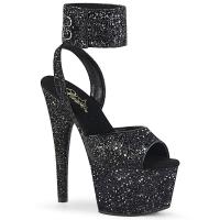 ADORE-791LG Pleaser High-Heels Sandaletten breites Fesselband schwarz Glitter