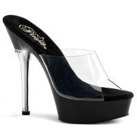 ALLURE-601 Pleaser elegant high heels platform slide chrome heel clear black