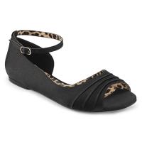 ANNA-03 Pleaser Pink Label Damen Riemchen Peep Toe Ballerina leo Print schwarz Satin