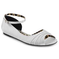 ANNA-03 Pleaser Pink Label Damen Riemchen Peep Toe Ballerina leo Print silber Satin