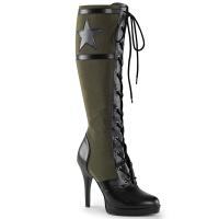 ARENA-2022 Funtasma heel knee boot star stripes detail black matte army green canvas