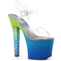 ARIEL-708OMBRE Pleaser High Heels Platform Sandal clear green-blue ombre