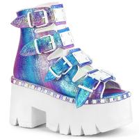 ASHES-70 DemoniaCult cut out platform bootie sandal purple multi iridescent white matte