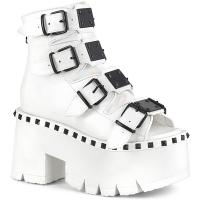 ASHES-70 DemoniaCult lady cut out platform bootie sandal white matte