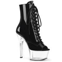 ASPIRE-1021 Pleaser high heels platform ankle boot black patent clear