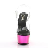 ASPIRE-608 Pleaser High-Heels vegane Plateausandaletten klar hotpink chrom