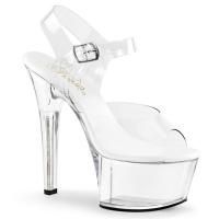 ASPIRE-608 Pleaser high heels platform ankle strap sandal clear vegan insole