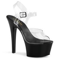 ASPIRE-608 Pleaser high heels platform ankle strap sandal transparent black vegan insole