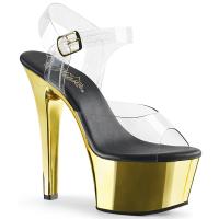 ASPIRE-608 Pleaser High-Heels vegane Plateausandaletten klar gold chrom