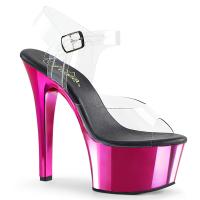 ASPIRE-608 Pleaser High-Heels vegane Plateausandaletten klar hotpink chrom