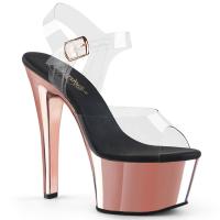 ASPIRE-608 Pleaser High-Heels vegane Plateausandaletten klar rosegold chrom