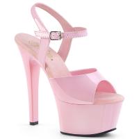 ASPIRE-609 Pleaser high heels vegan platform ankle strap sandal baby pink patent