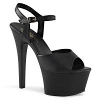 ASPIRE-609 Pleaser high heels vegan platform ankle strap sandal black matte