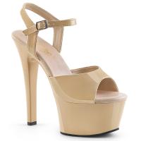 ASPIRE-609 Pleaser high heels vegan platform ankle strap sandal cream patent
