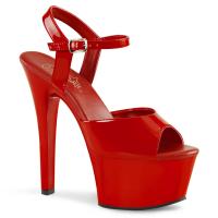 ASPIRE-609 Pleaser high heels vegan platform ankle strap sandal red patent