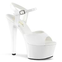 ASPIRE-609 Pleaser high heels vegan platform ankle strap sandal white patent