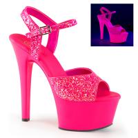 ASPIRE-609G Pleaser high heels platform ankle strap sandal neon hot pink glitter