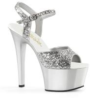 ASPIRE-609G Pleaser high heels platform ankle strap sandal silver matte glitter